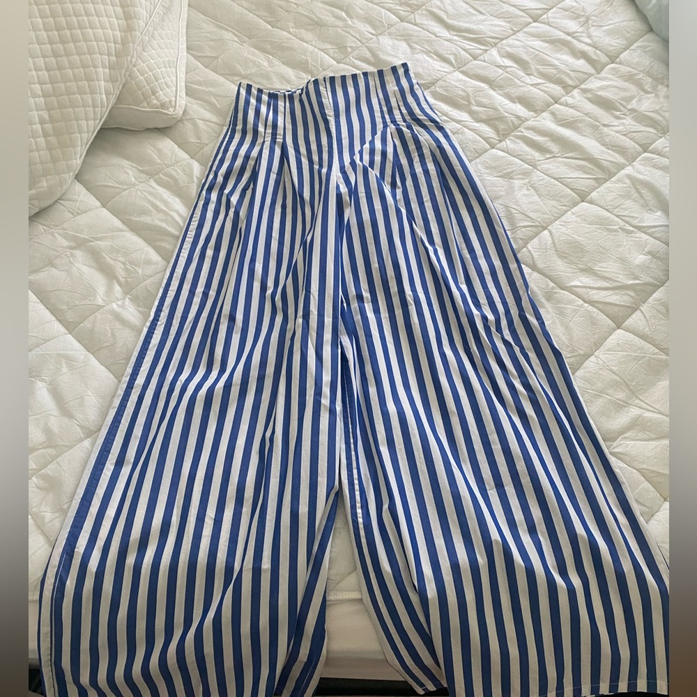 Evi Grintela game day strip wide leg trouser pants